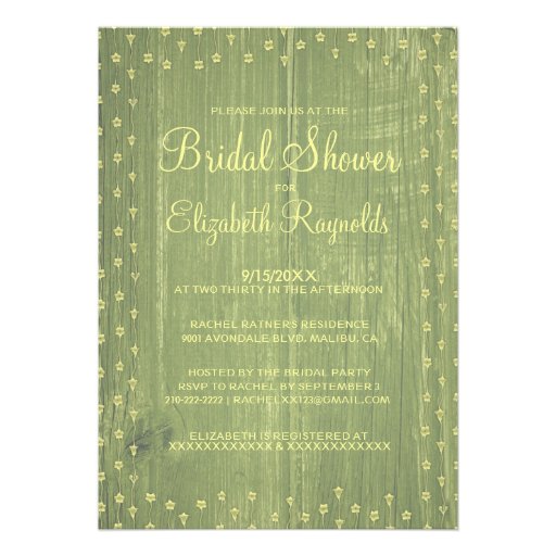 Yellow Green Rustic Country Bridal Shower Invites
