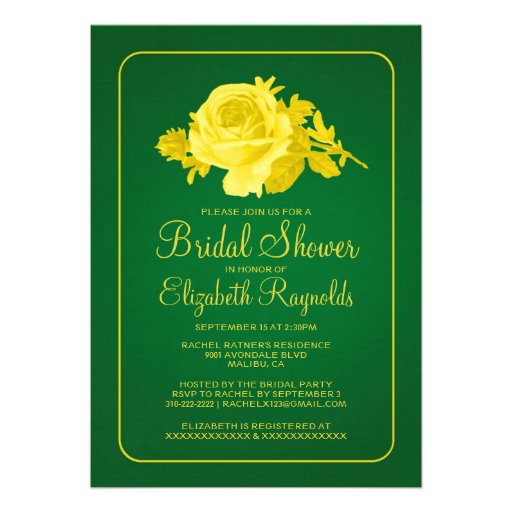 Yellow Green Rustic Floral Bridal Shower Invites