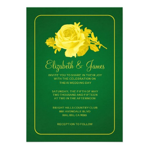 Yellow & Green Rustic Floral Wedding Invitations