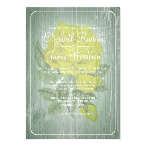 Yellow & Green Rustic Floral Wedding Invitations