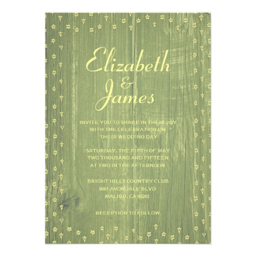 Yellow & Green Rustic Wood Wedding Invitations