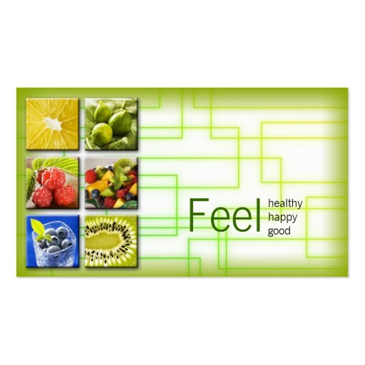 Yellow Green Square Healthy Life/Nutritionist Card Business Card Templates (front side)