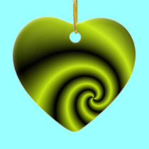 Yellow-Green Swirl - Heart shaped ornament