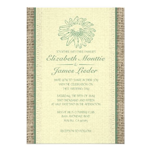 Yellow & Green Vintage Lace Wedding Invitations