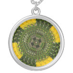 Yellow green wheel necklace