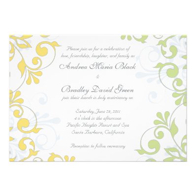 Yellow, Green, White Floral Wedding Invitation