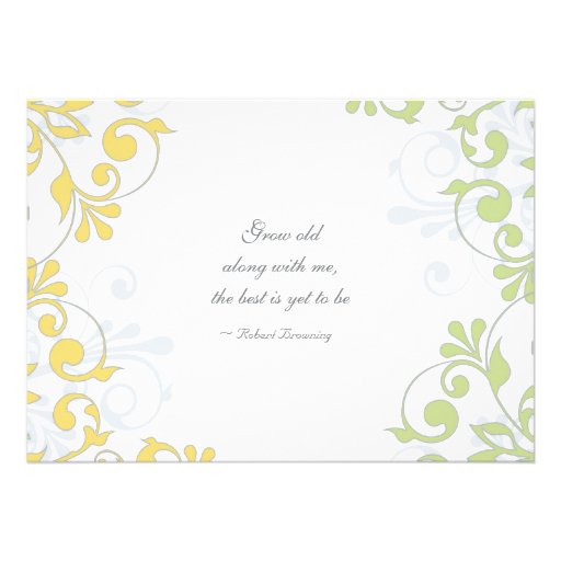 Yellow, Green, White Floral Wedding Invitation