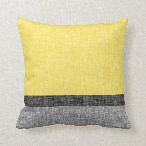 Yellow Grey Black Stripes Burlap Weave Texture Throw Pillow Zazzle
