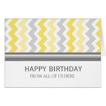 Yellow Grey Chevron Business From Group Birthday Greeting Card
