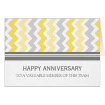 Yellow Grey Chevron Employee Anniversary Card