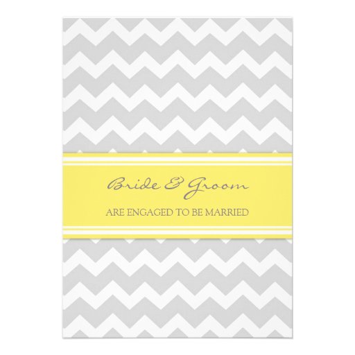 Yellow Grey Chevron Engagement Party Invitations