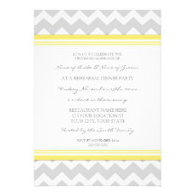 Yellow Grey Chevron Rehearsal Dinner Party Invites