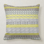 Yellow Grey Modern Fairisle Patterned Throw Pillow