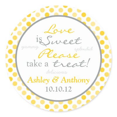 Yellow Grey Polka Dot Candy Buffet Stickers
