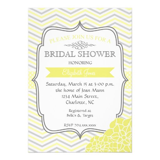 Yellow & Grey Vintage  Bridal shower Invitation