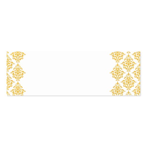 Yellow Grey White Damask Wedding Favour Tags Business Cards (back side)