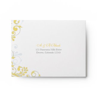Yellow, Grey, White Floral Wedding A-2 Envelopes envelope