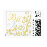 Yellow, Grey, White Floral Wedding Postage postage
