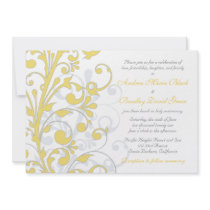 Yellow, Grey, & White Wedding Invitation