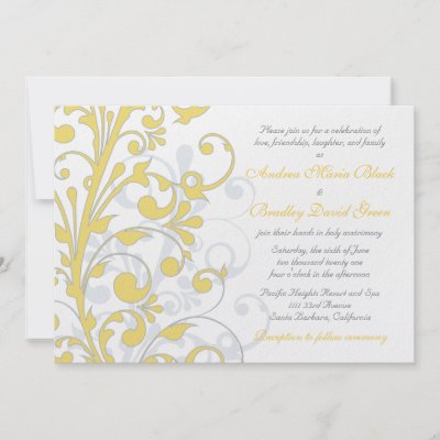 The text and background color on this yellow grey and white wedding 