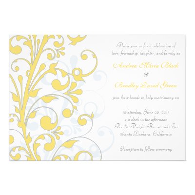 Yellow, Grey, &amp; White Wedding Invitation
