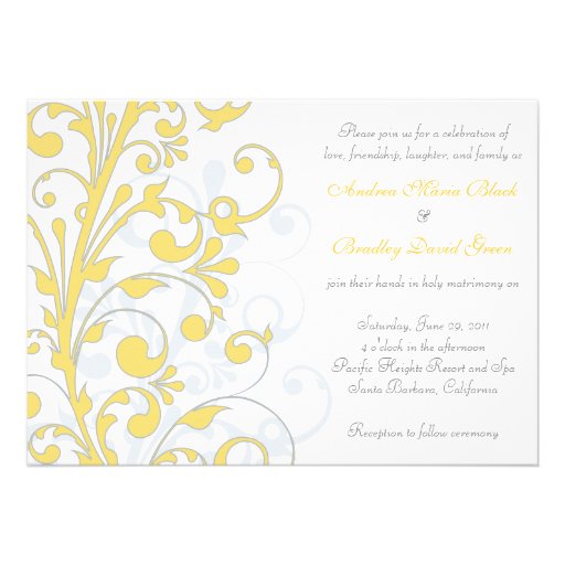 Yellow, Grey, & White Wedding Invitation
