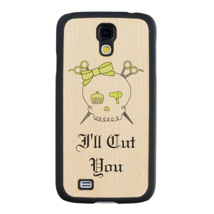 Yellow Hair Accessory Skull -Scissor Crossbones #5 Carved® Maple Galaxy S4 Slim Case