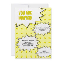 Yellow Halftone Pop Art Comic Inspired Invitation