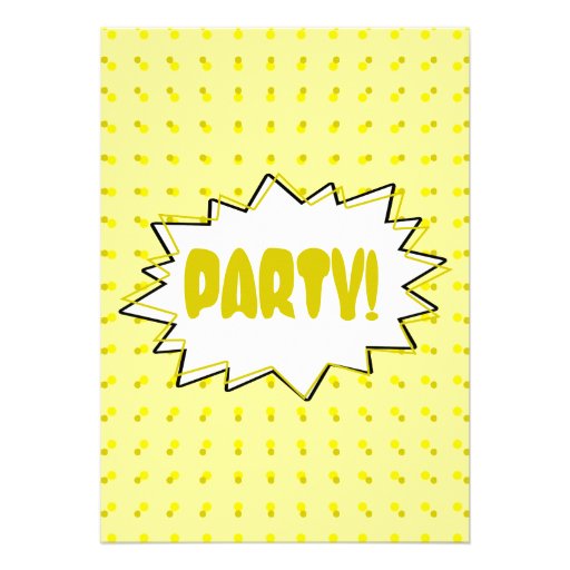 Yellow Halftone Pop Art Comic Inspired Invitation