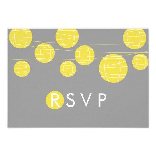 Yellow Hanging Chinese Paper Lanterns RSVP Card