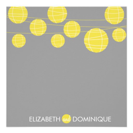 Yellow Hanging Paper Lanterns Wedding Invitation