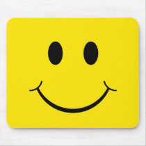 Yellow Happy Face Mouse Pad