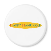 yellow Happy Hanukkah magnets