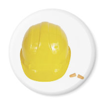 Yellow Hardhat and Earplugs magnets by claricardoza Yellow Hardhat and Earplugs magnets