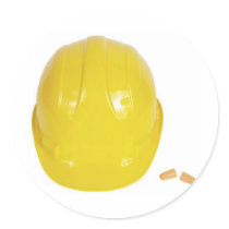 Yellow Hardhat and Earplugs stickers by claricardoza Yellow Hardhat and Earplugs stickers