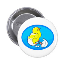 yellow hatching chicks blue oval.png pinback buttons