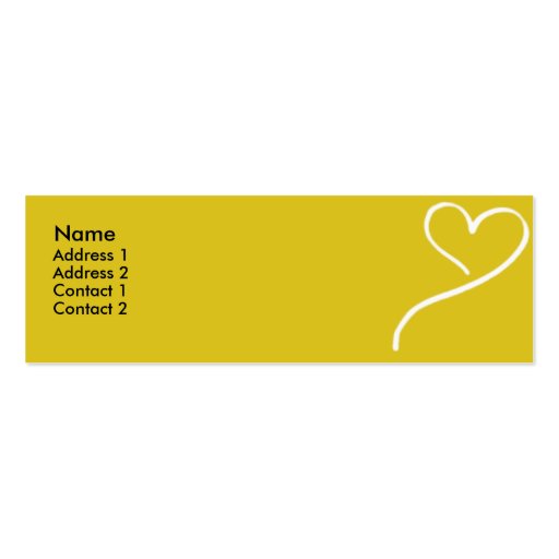 Yellow Heart - skinny Business Card
