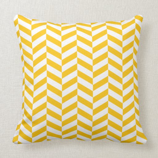 Yellow Herringbone Throw Pillow Zazzle