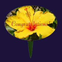 Yellow Hibiscus Cake Topper cake picks