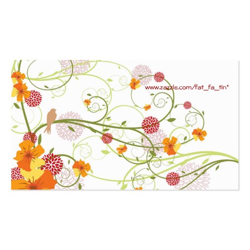 Yellow Hibiscus Chic Floral Swirls Swallows Birds Business Cards (back side)