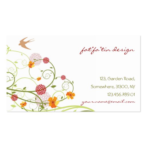 Yellow Hibiscus Chic Floral Swirls Swallows Birds Business Cards (front side)