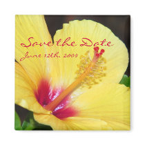 Yellow Hibiscus Save The Date Magnet