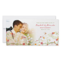Yellow Hibiscus Swirls Spring Wedding Thank You Personalized Photo Card