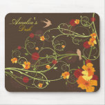 Yellow Hibiscus Swirls & Swallows Mousepad mousepads