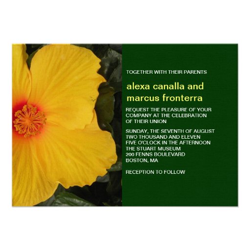 Yellow Hibiscus Wedding Invitation