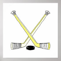 Yellow Hockey Sticks Print