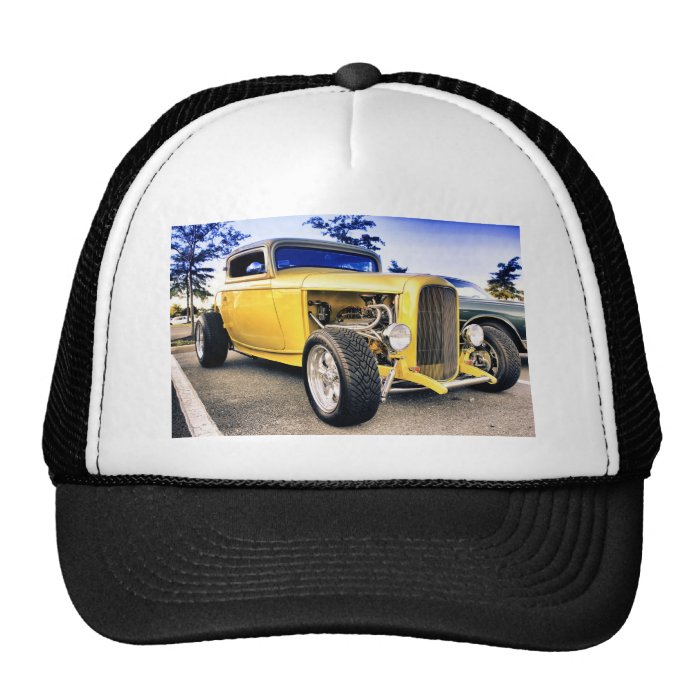 Yellow Hot Rod Car Cars Old School Custom Classic Hats On Popscreen