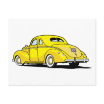 Yellow Hot Rod Coupe postcards