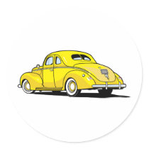 Yellow Hot Rod Coupe stickers