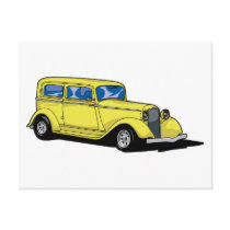 Yellow Hot Rod postcards